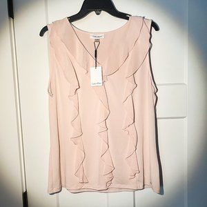 NWT Ruffled Cream Calvin Klein XL Tanktop New
